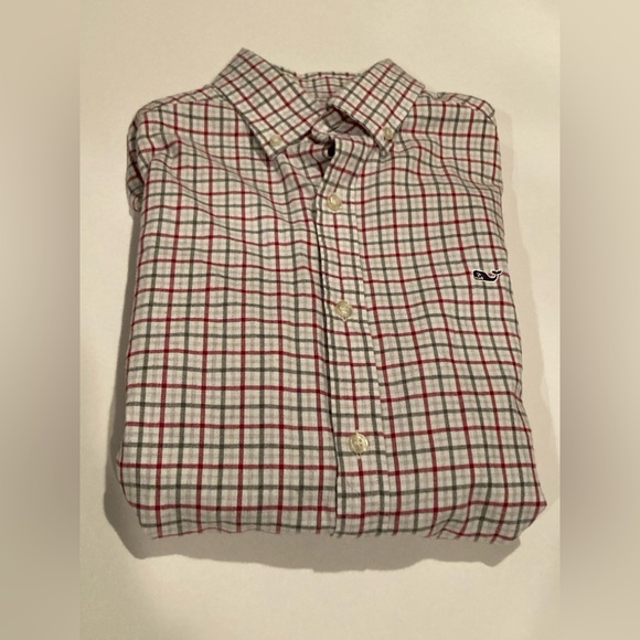Vineyard Vine’s Men’s Long Sleeve Button Down Whale Shirt Red White Flannel - Picture 2 of 7